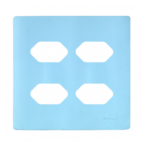 Placa p/ 4 Tomadas 4x4 - Novara Celeste